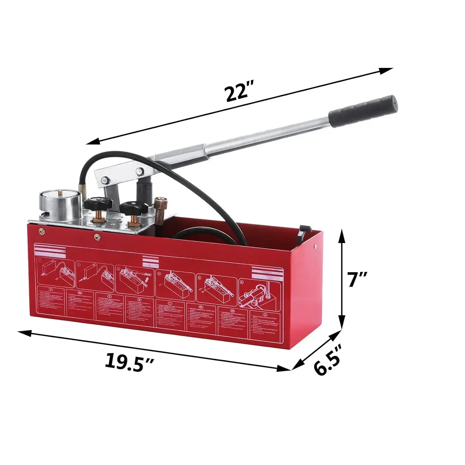 Hydraulic Pressure Test Pump 50 Bar Hand Pressure Test Pump 726 PSI 3.2 Gallon Tank 45ML 1/2" BSP Hydrostatic Test Pump