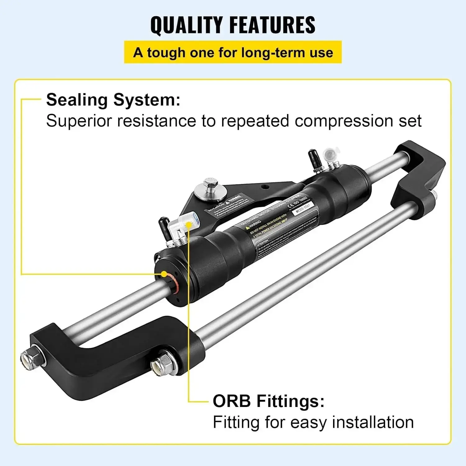 Hydraulic Steering Cylinder 300HP,  Steering Front Mount Outboard Marine Steering Kit without Hose