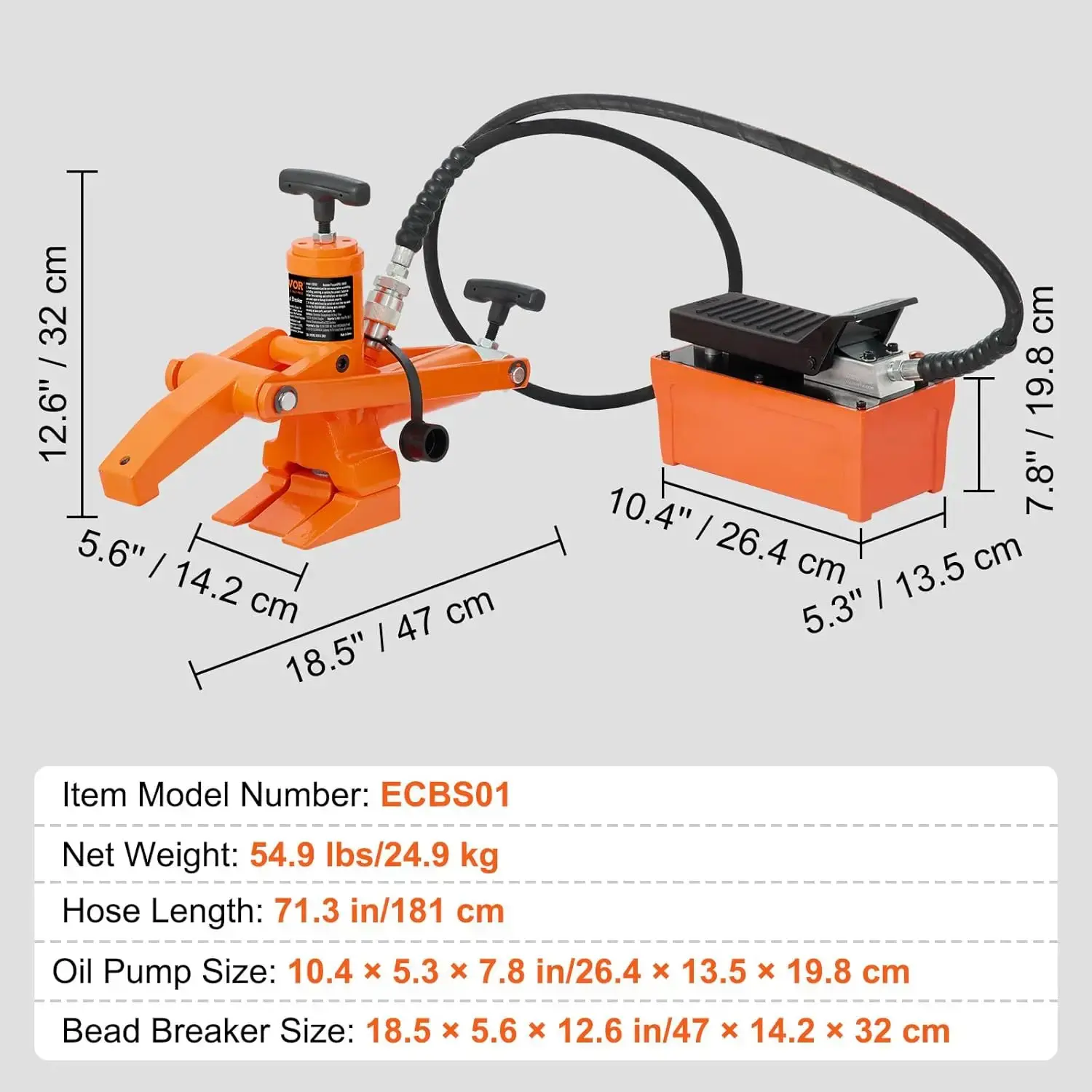 Hydraulic Bead Breaker, 10000 PSI Tire Bead Breaker with Metal Foot Pump, Heavy-Duty Steel Bead Breaker Tool for Tractors