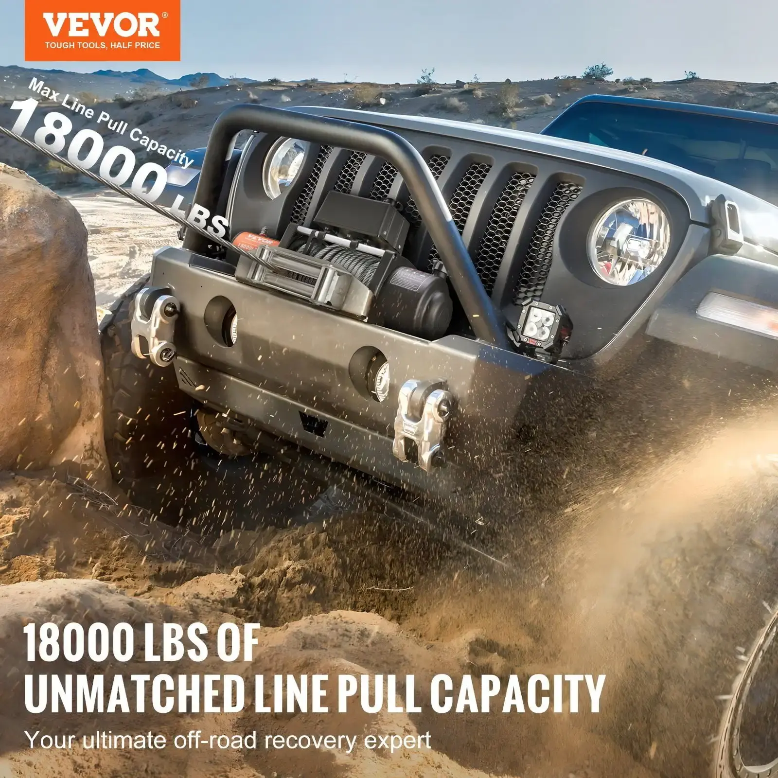 Electric Winch Truck 18, 000 lb Steel Cable IP65 Waterproof Remote Control