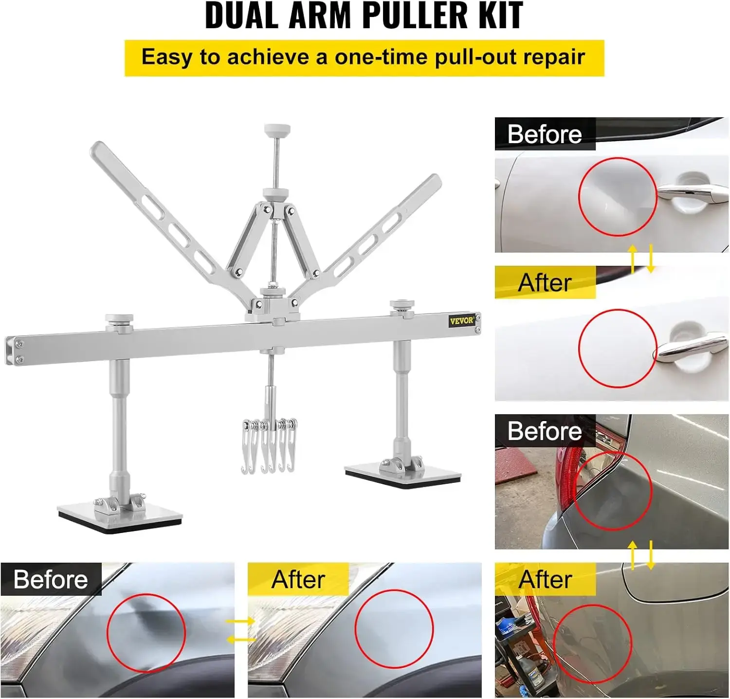 Dent Pull Lever Bar Kit Fit for Both Aluminum and Steel Dent Pulling (750MM)