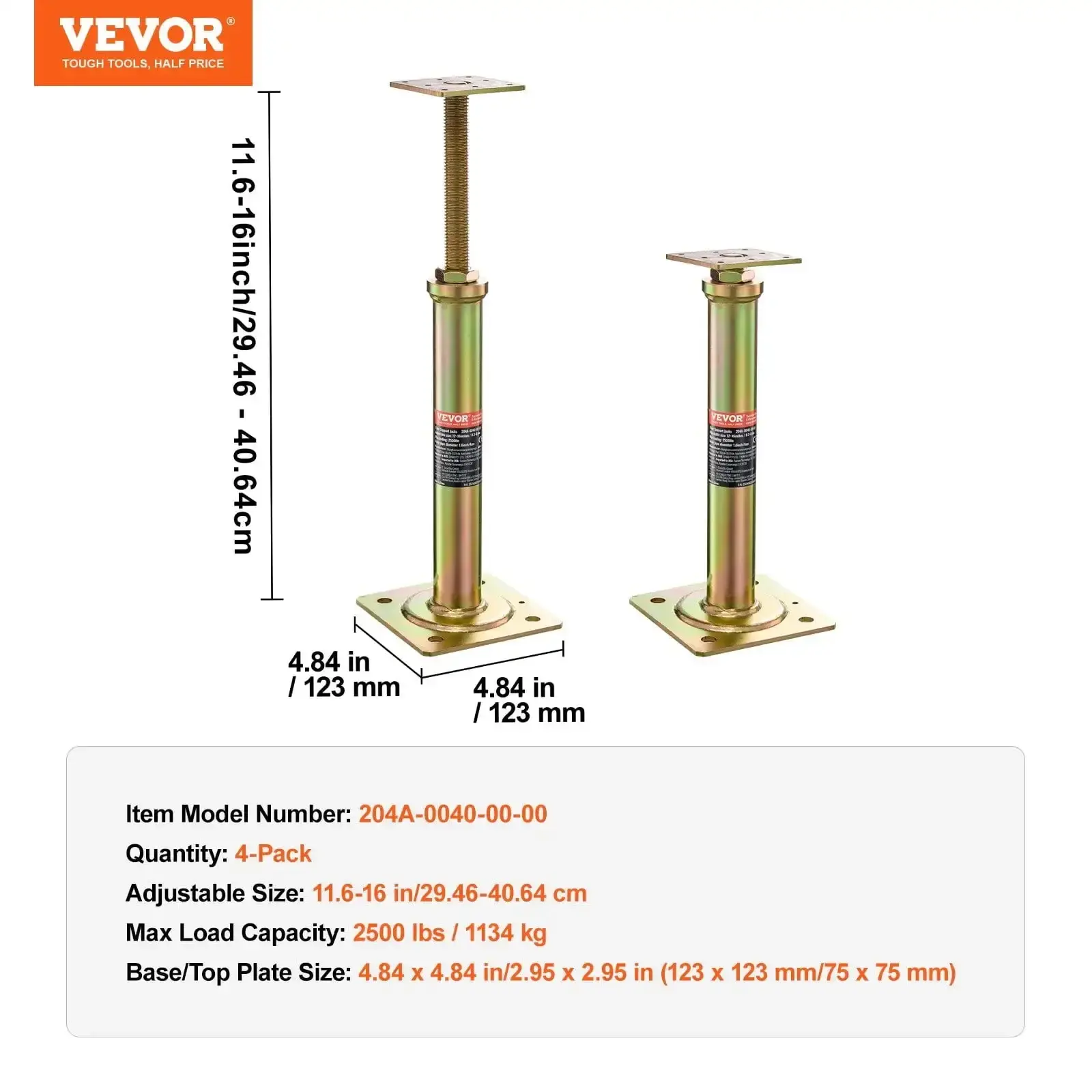 4PCS Adjustable Floor Jack Post House Floor Leveling Lift 11.6"-16" Height