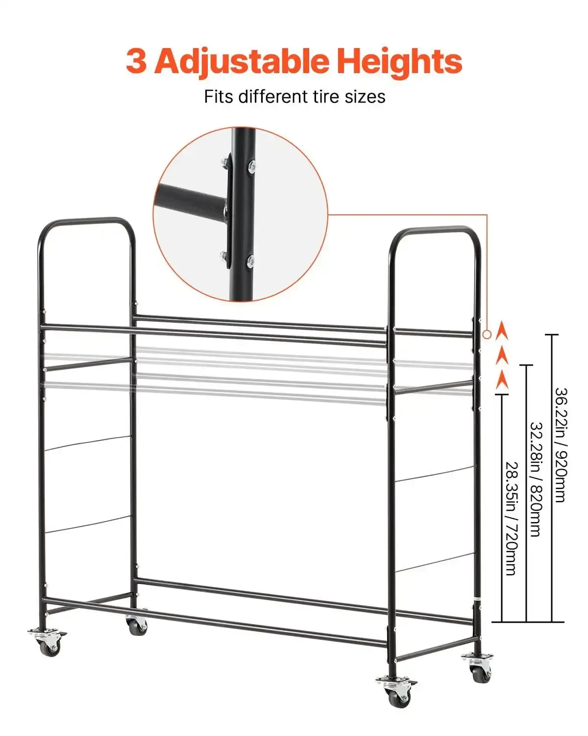 Rolling Tire Storage Rack 2-Shelf Tire Holder Hold up to 12 Standard Tires