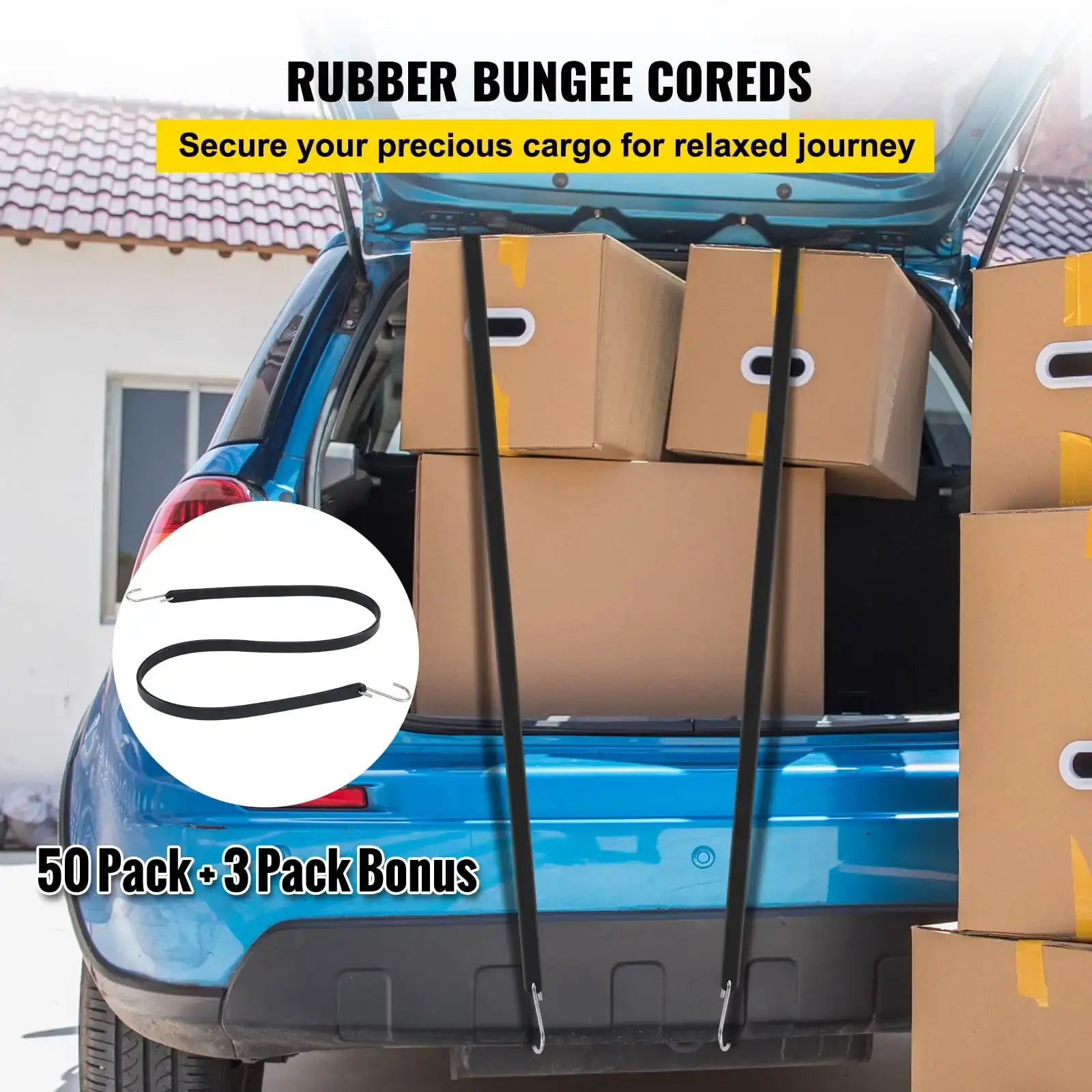Rubber Bungee Cords, 53 Pack 31" Long, Weatherproof EPDM Rubber Tie Down Straps with Crimped S Hooks