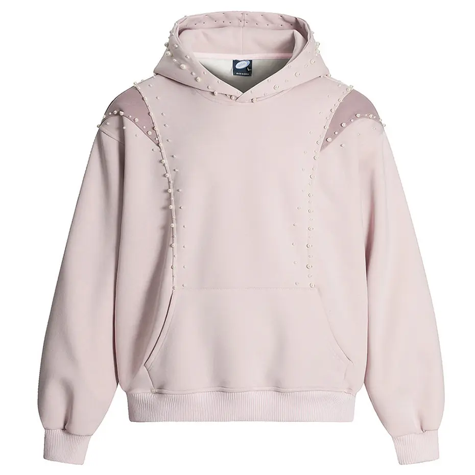Pearl Hoodies Patchwork Oversized Hip Hop Hoodies Streetwear Harajuku Hip Hop Pullover Hoodies Casual Loose Hooded Sweatshirts