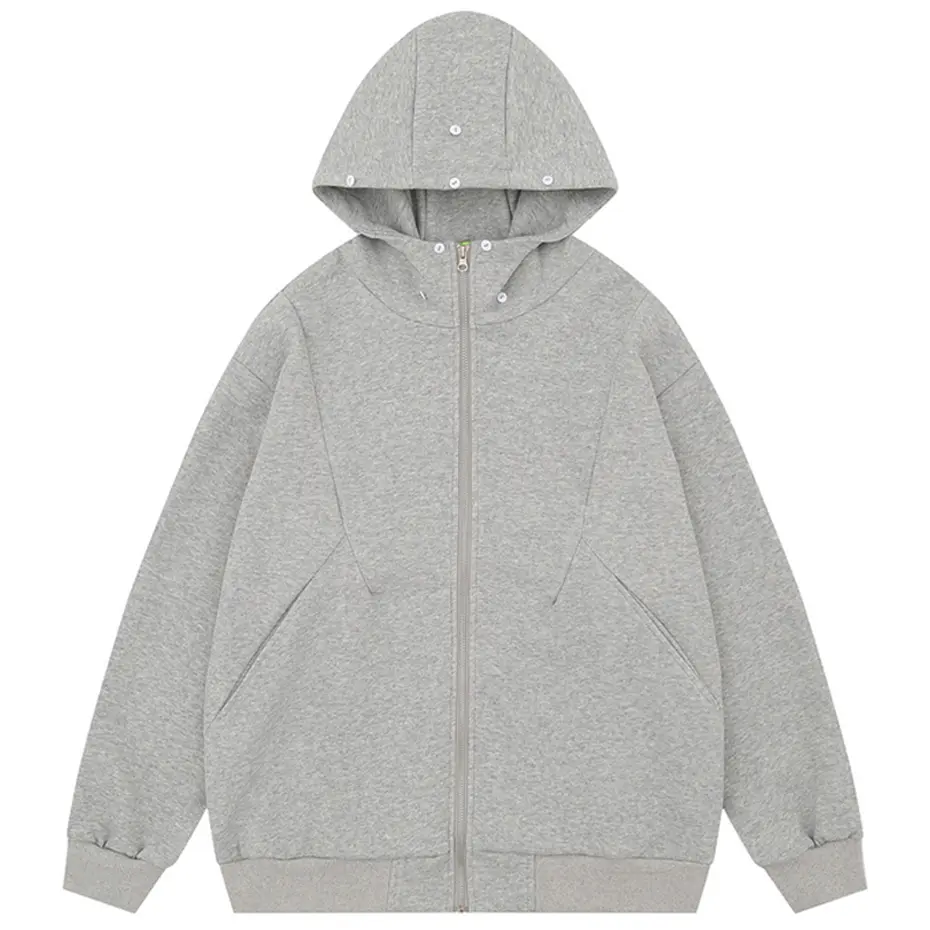 Fur Collar Hoodies Jackets Men Loose Casual Hooded Sweatshirts Streetwear Harajuku Hip Hop Oversized Hoodies