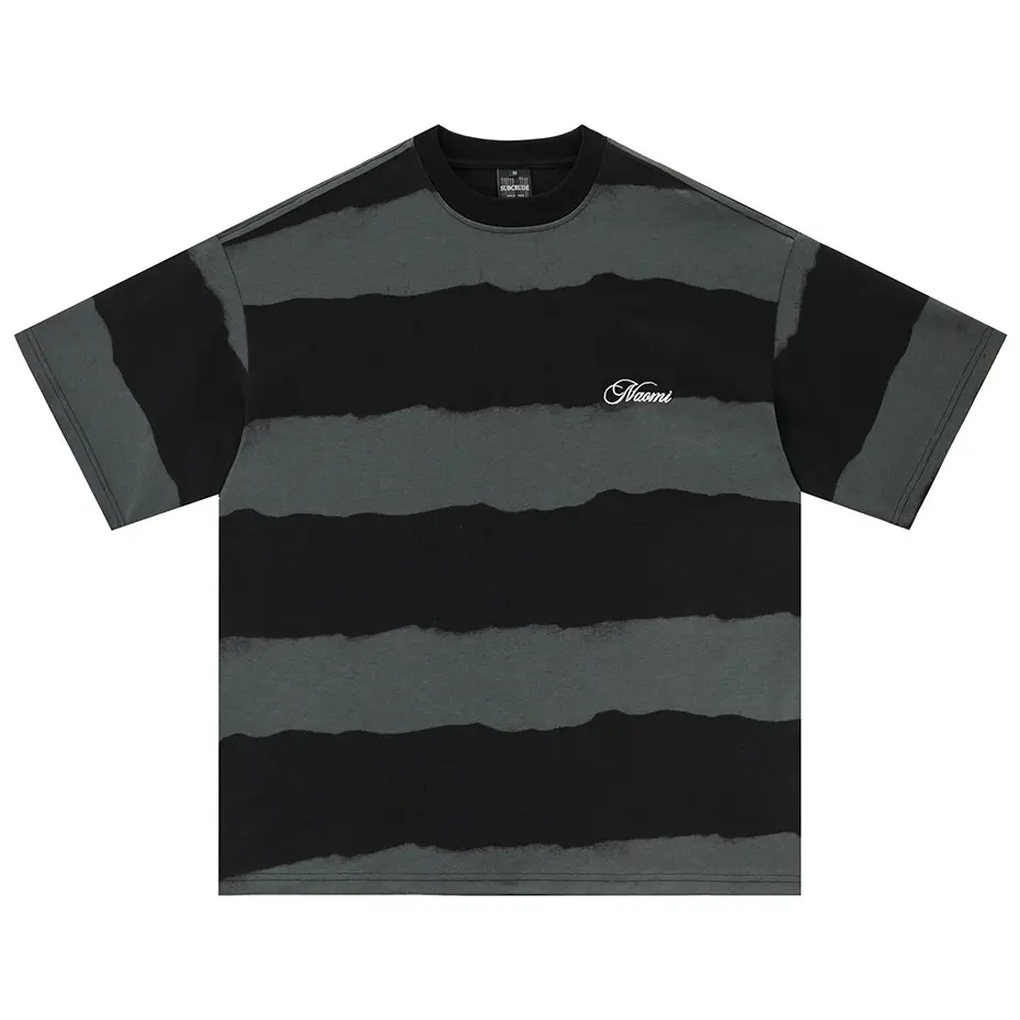 Men Vintage T Shirt Striped Retro Loose Casual Tee Tops 2025 Streetwear Harajuku Oversized Hip Hop T-shirt