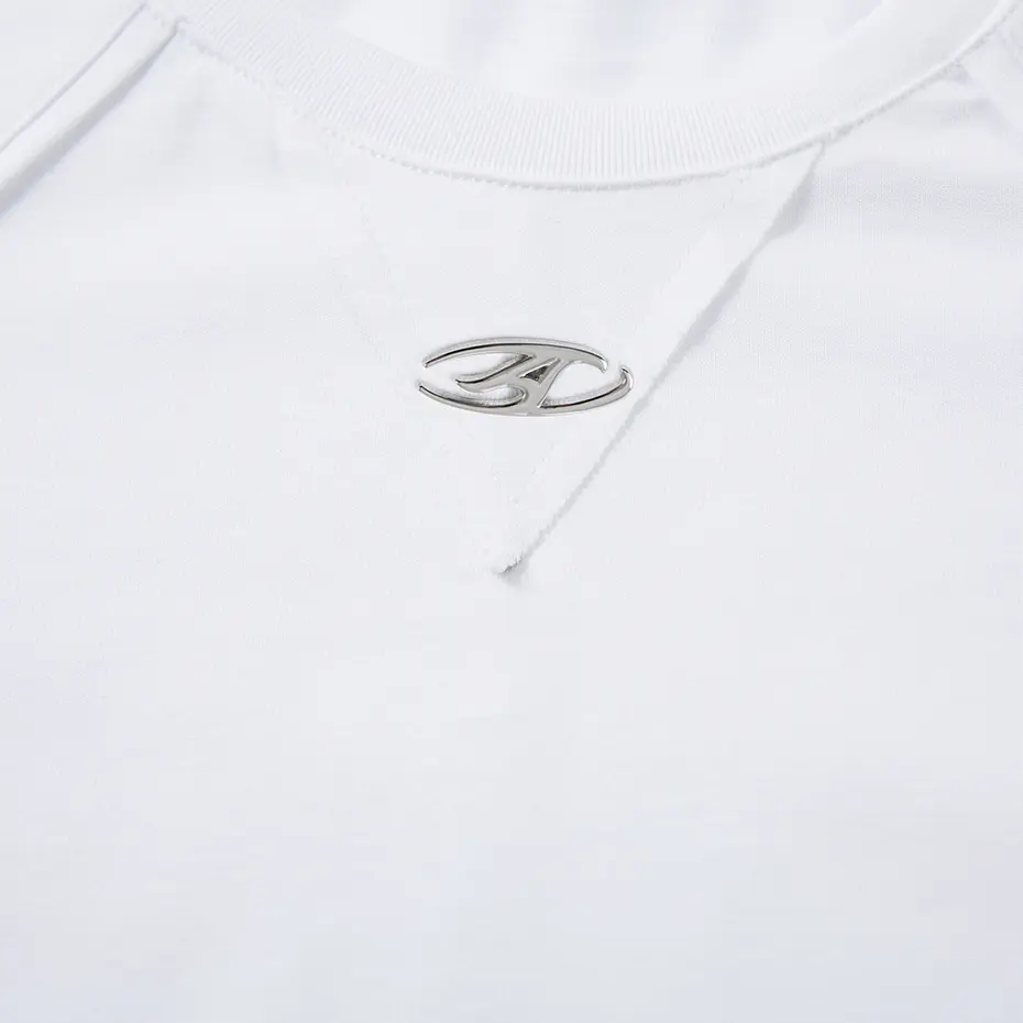 Metal Logo Men T-shirt Streetwear Harajuku Hip Hop Oversized T Shirt Solid Crew Neck Short Sleeve Tee Tops