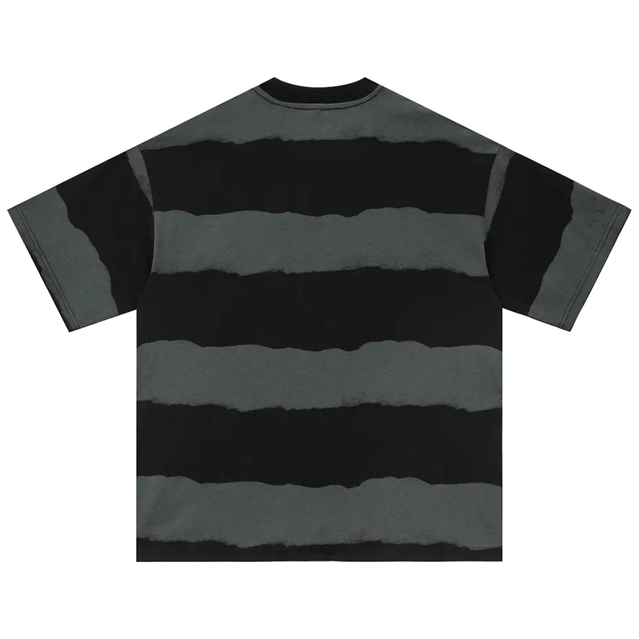 Men Vintage T Shirt Striped Retro Loose Casual Tee Tops 2025 Streetwear Harajuku Oversized Hip Hop T-shirt