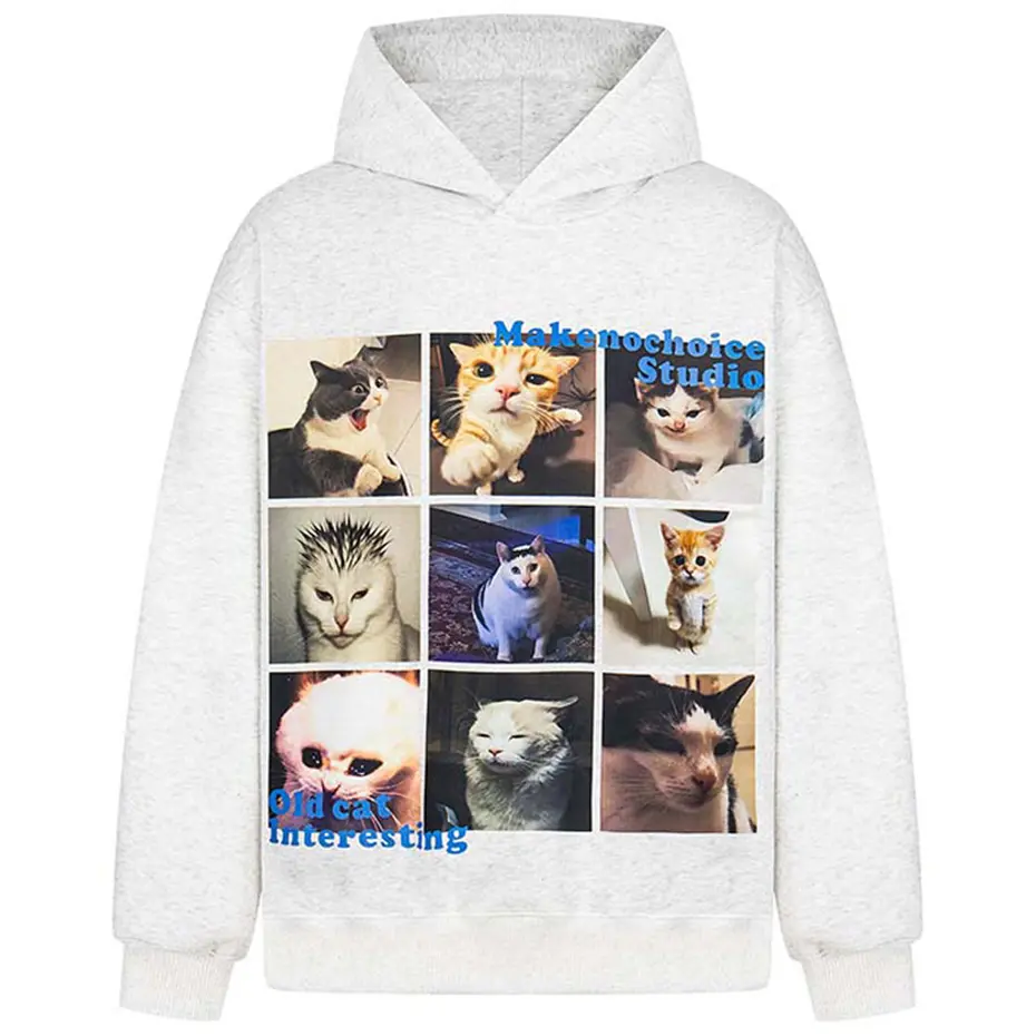 Funny Cats Graphic Hoodies Streetwear Harajuku Hip Hop Oversized Hoodies Unisex Loose Casual Hoodied Sweatshirts