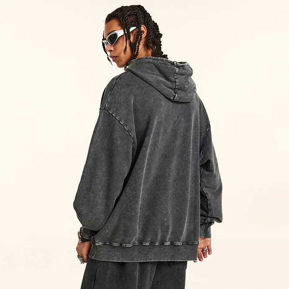 Wax Printed Vintage Hoodies Streetwear Harajuku Hip Hop Oversized Hoodies Hooded Sweatshirts Solid Casual Loose Hoodies