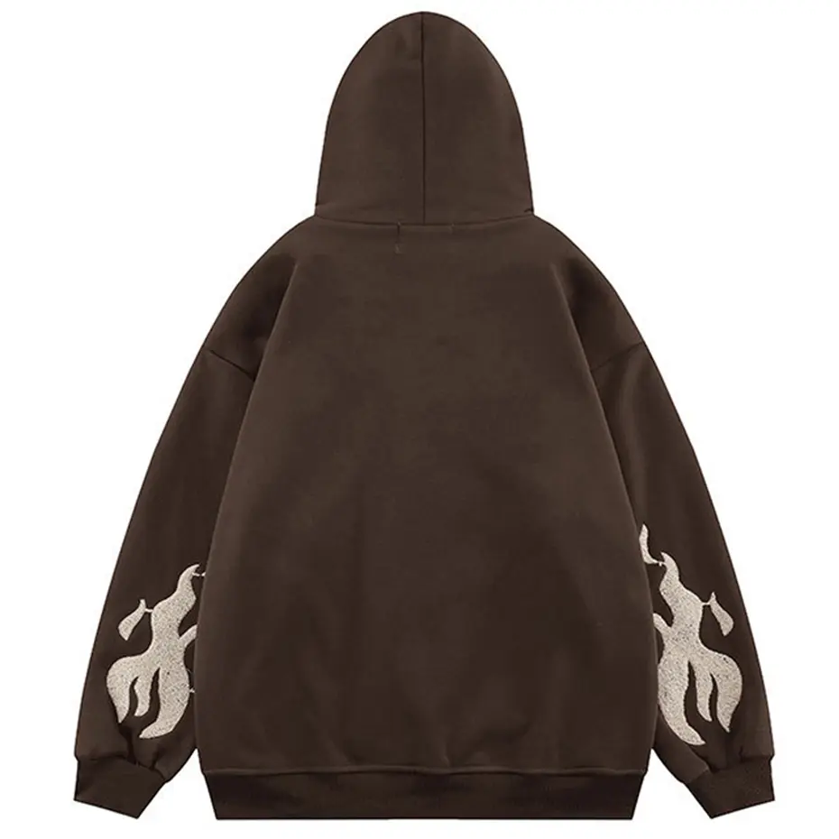 Cross Embroidery Hoodies Streetwear Harajuku Hip Hop Oversized Hooded Jackets Loose Casual Graphic Hoodies Sweatshirts