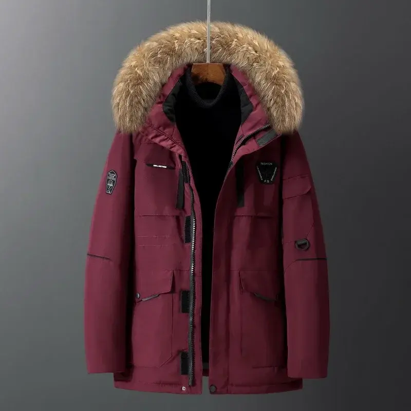 New Winter Men Hooded Fur Collar Duck Down Coats High Quality Male Casual Warm Down Jackets Windproof Waterproof Winter Coats 4X