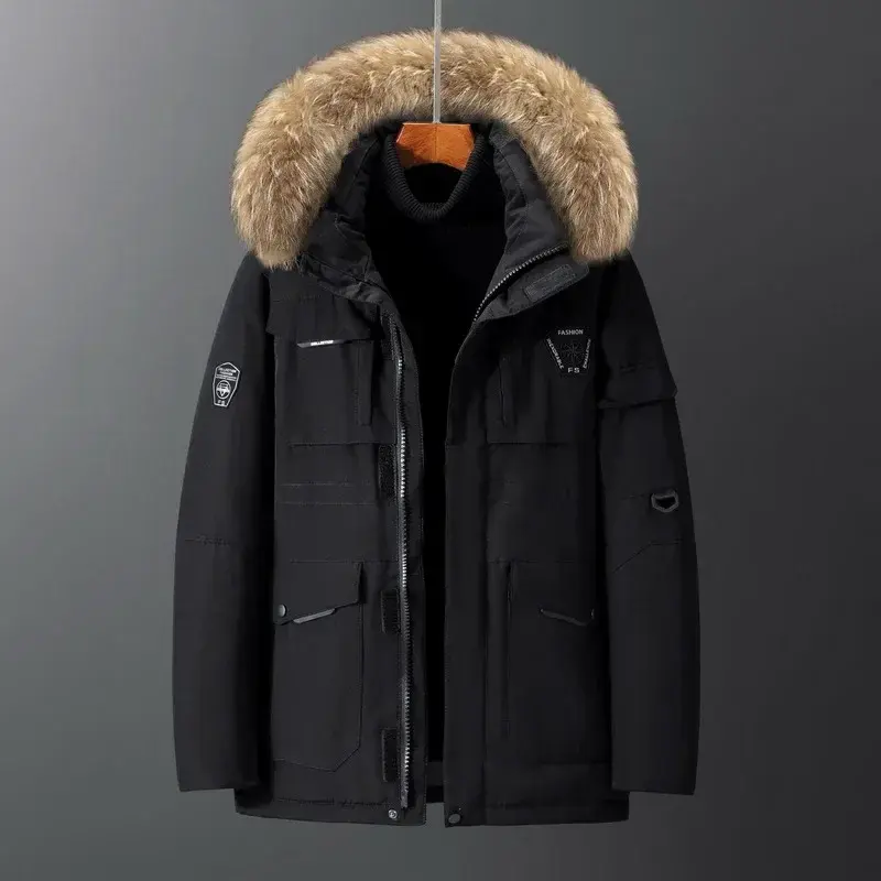New Winter Men Hooded Fur Collar Duck Down Coats High Quality Male Casual Warm Down Jackets Windproof Waterproof Winter Coats 4X