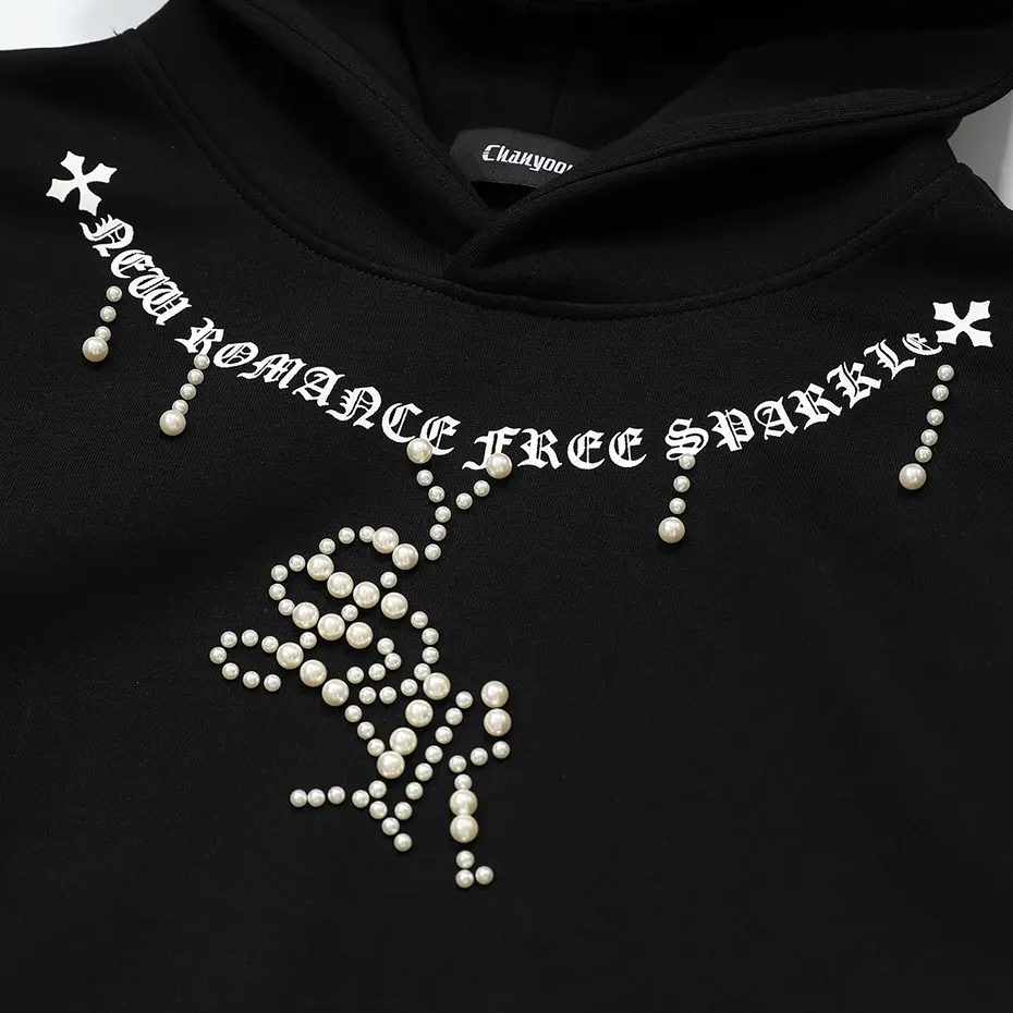 Pearl Hoodies Men Streetwear Harajuku Hip Hop Oversized Hoodies Casual Loose Hooded Sweatshirts