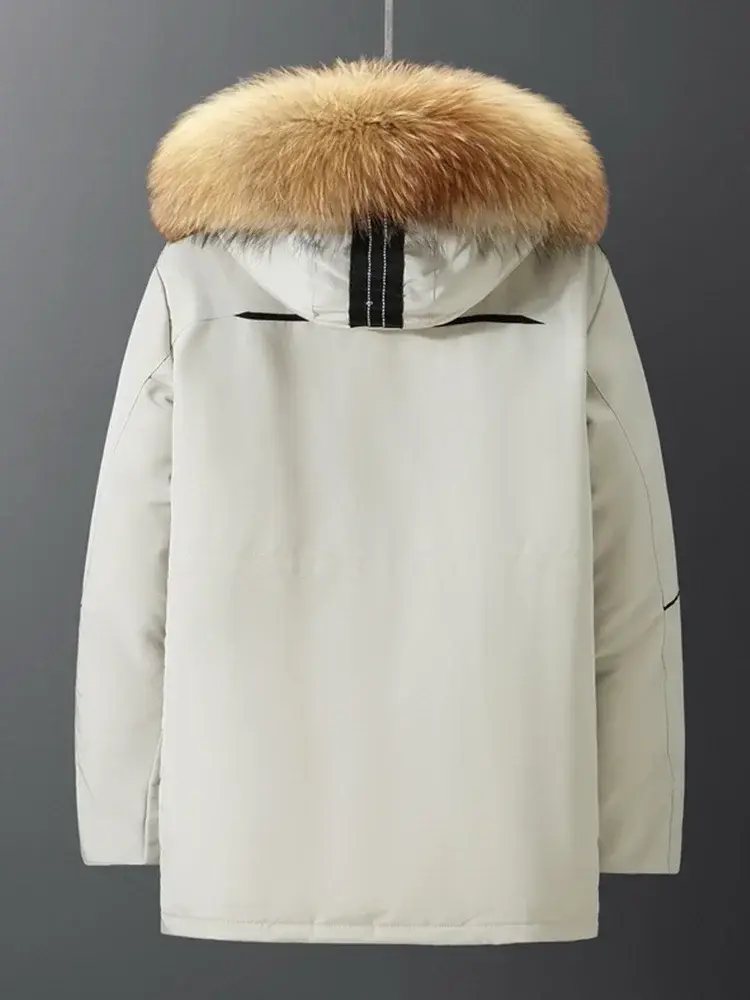 New Winter Men Hooded Fur Collar Duck Down Coats High Quality Male Casual Warm Down Jackets Windproof Waterproof Winter Coats 4X