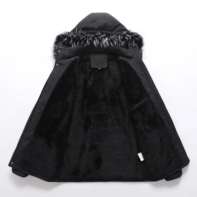 New Winter Men Hooded Fur Collar Warm Parkas Down Jackets High Quality Male Fleece Thicker Coats Hombre Casual Jackets Size 4XL