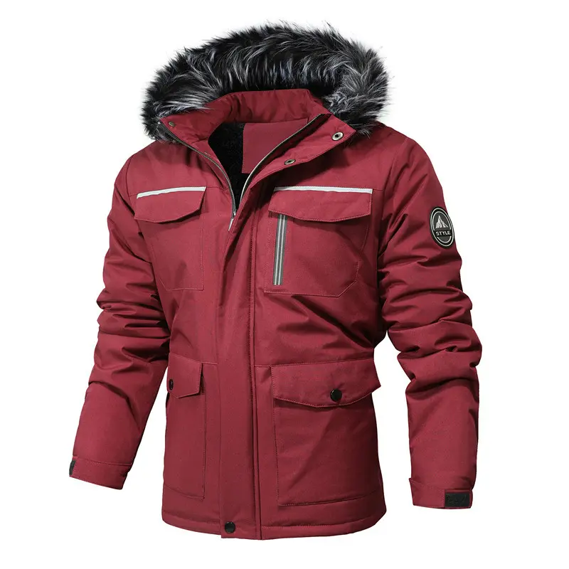New Winter Men Hooded Fur Collar Warm Parkas Down Jackets High Quality Male Fleece Thicker Coats Hombre Casual Jackets Size 4XL