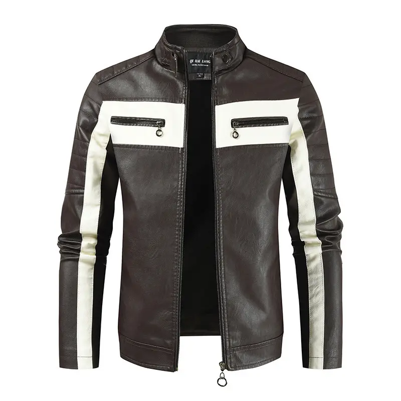 Men Slim Motorcycle Leather Jackets Casual PU Leather Coats HIgh Quality Male Stand Collar Leather Jaquetas Jackets And Coats 5X
