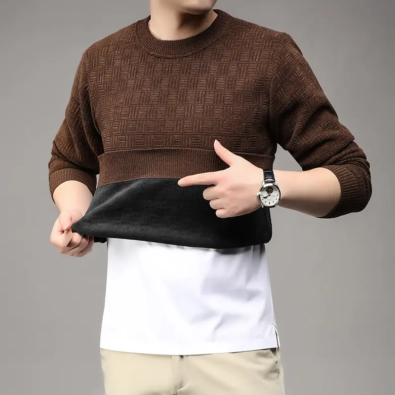 Men Winter Knitwear Sweaters Fleece Warm Pullovers Sweaters High Quality Male Daily Casual Multicolor Sweaters 4XL Mens Clothing