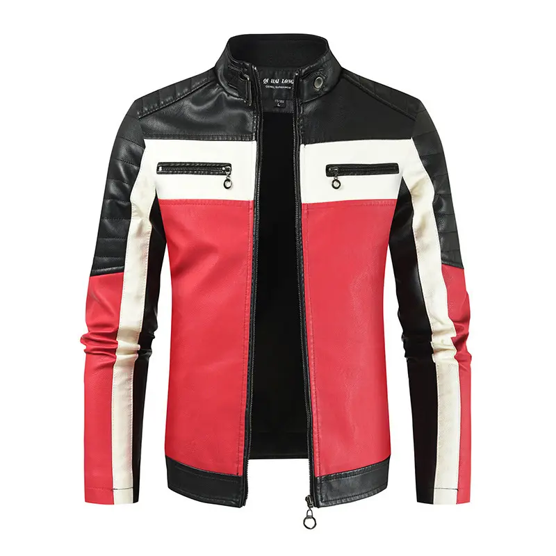 Men Slim Motorcycle Leather Jackets Casual PU Leather Coats HIgh Quality Male Stand Collar Leather Jaquetas Jackets And Coats 5X