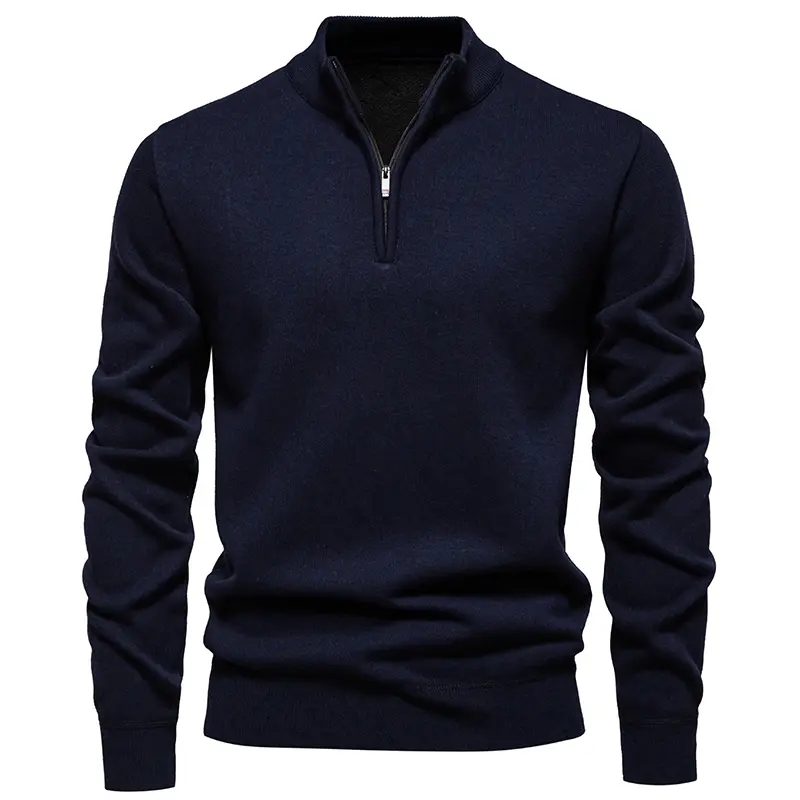 New Autumn Winter Men Half Zip Cardigan Sweaters Knitted Casual Pullovers Quality Male Outwear Thicker Warm Pullovers Sweaters 3