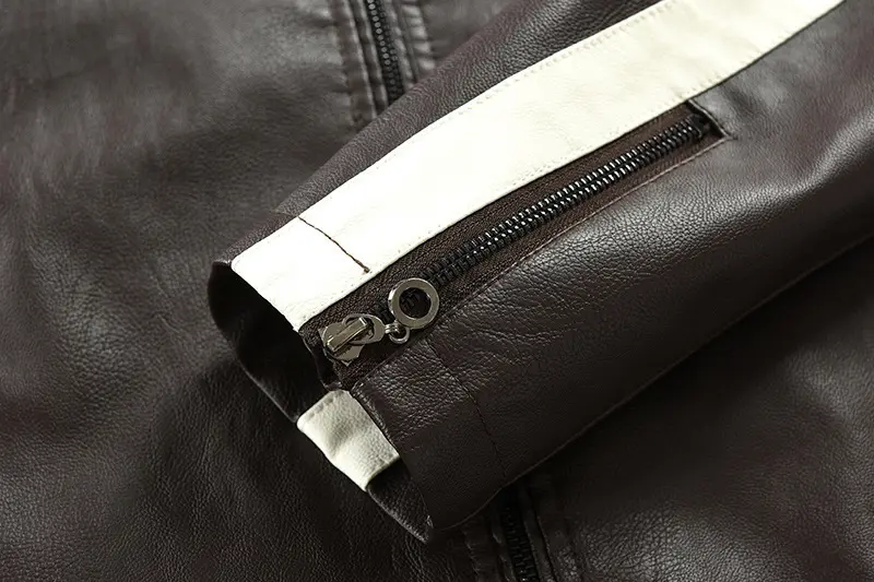 Men Slim Motorcycle Leather Jackets Casual PU Leather Coats HIgh Quality Male Stand Collar Leather Jaquetas Jackets And Coats 5X