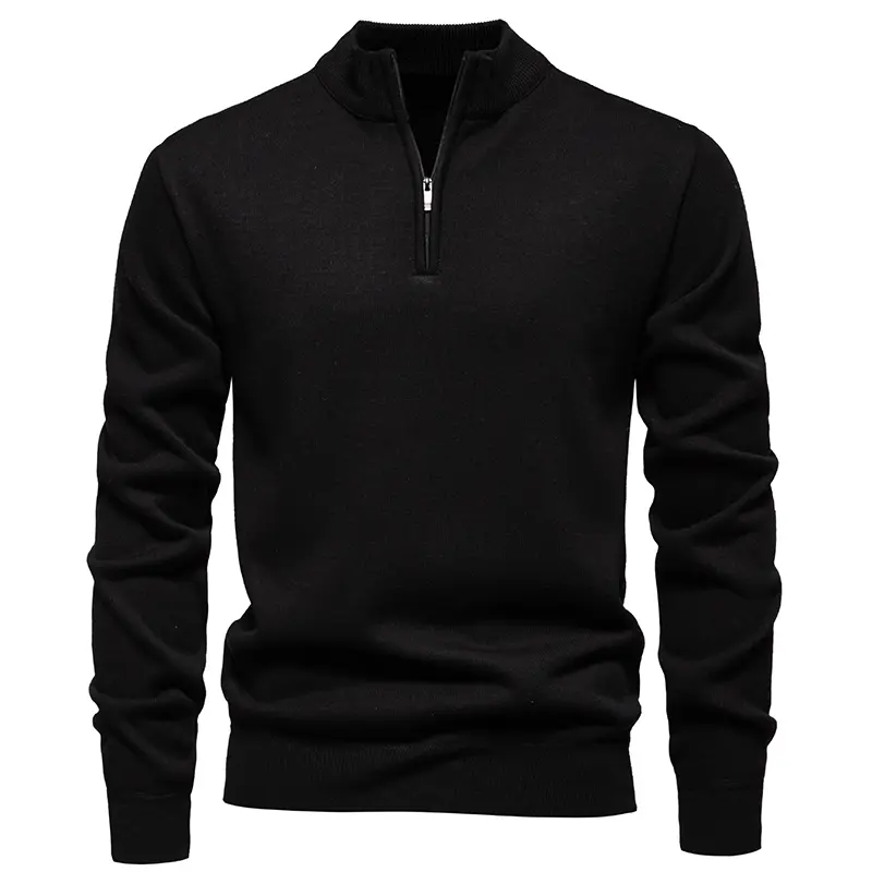 New Autumn Winter Men Half Zip Cardigan Sweaters Knitted Casual Pullovers Quality Male Outwear Thicker Warm Pullovers Sweaters 3