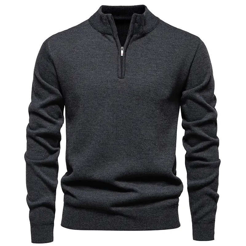 New Autumn Winter Men Half Zip Cardigan Sweaters Knitted Casual Pullovers Quality Male Outwear Thicker Warm Pullovers Sweaters 3