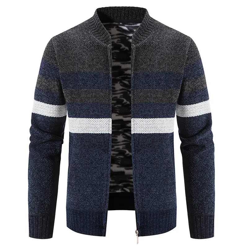 Men Cardigan Sweaters Slim FIit Casual Sweatercoats Jackets High Quality Men Winter Thicker Warm Stand-up collar Cardigans 3XL