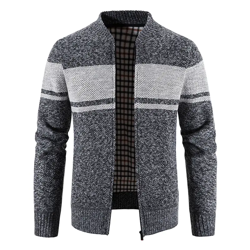 Men Cardigan Sweaters Slim FIit Casual Sweatercoats Jackets High Quality Men Winter Thicker Warm Stand-up collar Cardigans 3XL