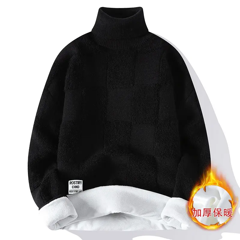 New Fashion Men Fleece Warm Turtlenecks Sweaters Man Knitted Loose Casual Pullovers Good Quality Male Winter Sweaters Size 4XL