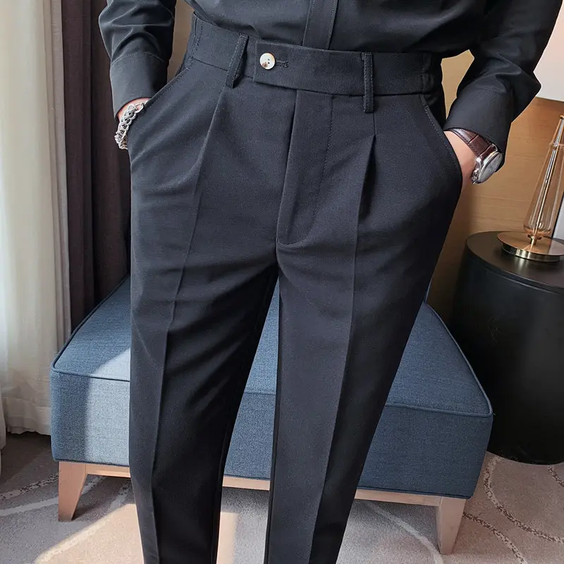 Men Slim British Style Suits Pants Business Casual Trousers Male Solid Fit Trousers High Quality Man Formal Wear Suit Pants 36