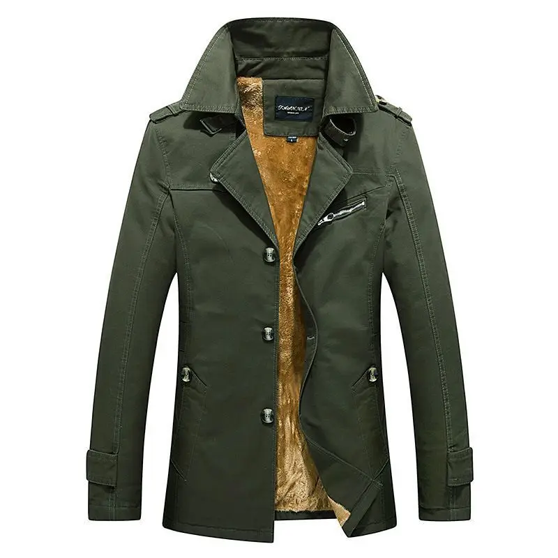 New Autumn Winter Men Casual Trench Coats Long Jackets Warm Parkas Men Business Casual Slim Fit Overcoats British Jackets 5XL