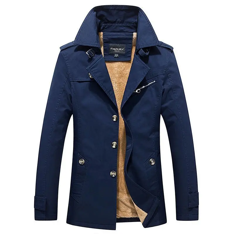 New Autumn Winter Men Casual Trench Coats Long Jackets Warm Parkas Men Business Casual Slim Fit Overcoats British Jackets 5XL