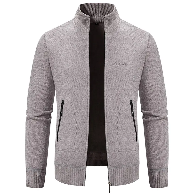 Men Stand Collar Cardigans Sweaters Fleece Thicker Warm Sweatercoats New Autumn Winter Male Slim Sweaters Jackets Size 3XL