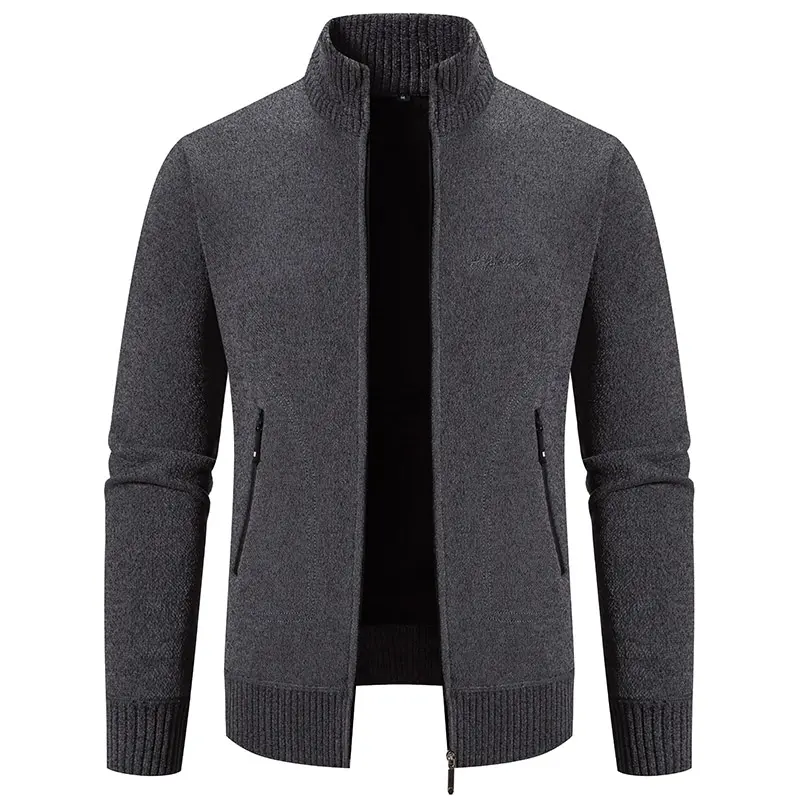 Men Stand Collar Cardigans Sweaters Fleece Thicker Warm Sweatercoats New Autumn Winter Male Slim Sweaters Jackets Size 3XL