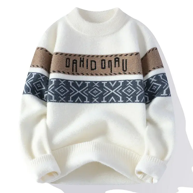 New Fashion Men O-Neck Loose Pullovers Knitted Sweaters Man Outwear Casual Sweaters Quality Male Pullovers Winter Clothing XXL