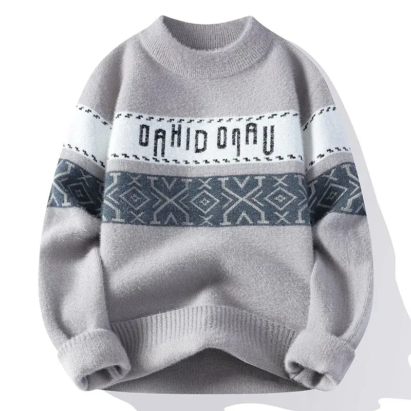 New Fashion Men O-Neck Loose Pullovers Knitted Sweaters Man Outwear Casual Sweaters Quality Male Pullovers Winter Clothing XXL