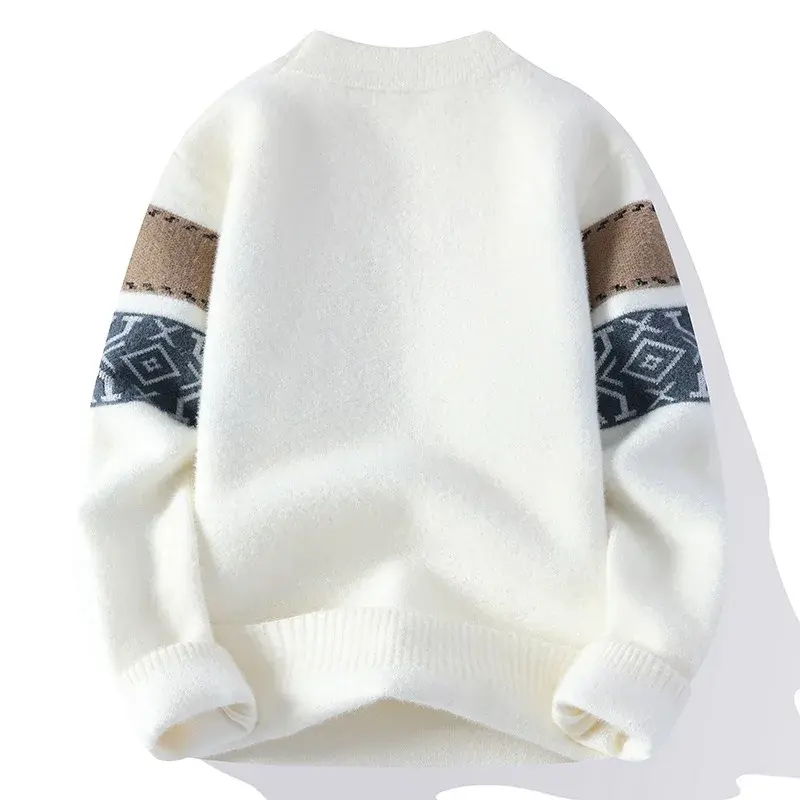 New Fashion Men O-Neck Loose Pullovers Knitted Sweaters Man Outwear Casual Sweaters Quality Male Pullovers Winter Clothing XXL