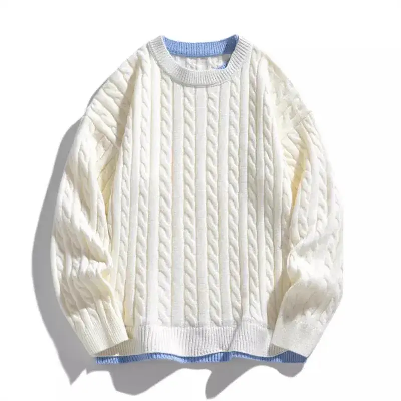 New Fashion Men O-Neck Pullovers Knitted Sweaters Man Outwear Casual Sweaters Quality Male Loose Pullovers Winter Clothing XXL