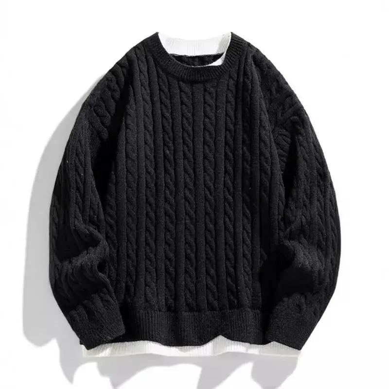New Fashion Men O-Neck Pullovers Knitted Sweaters Man Outwear Casual Sweaters Quality Male Loose Pullovers Winter Clothing XXL