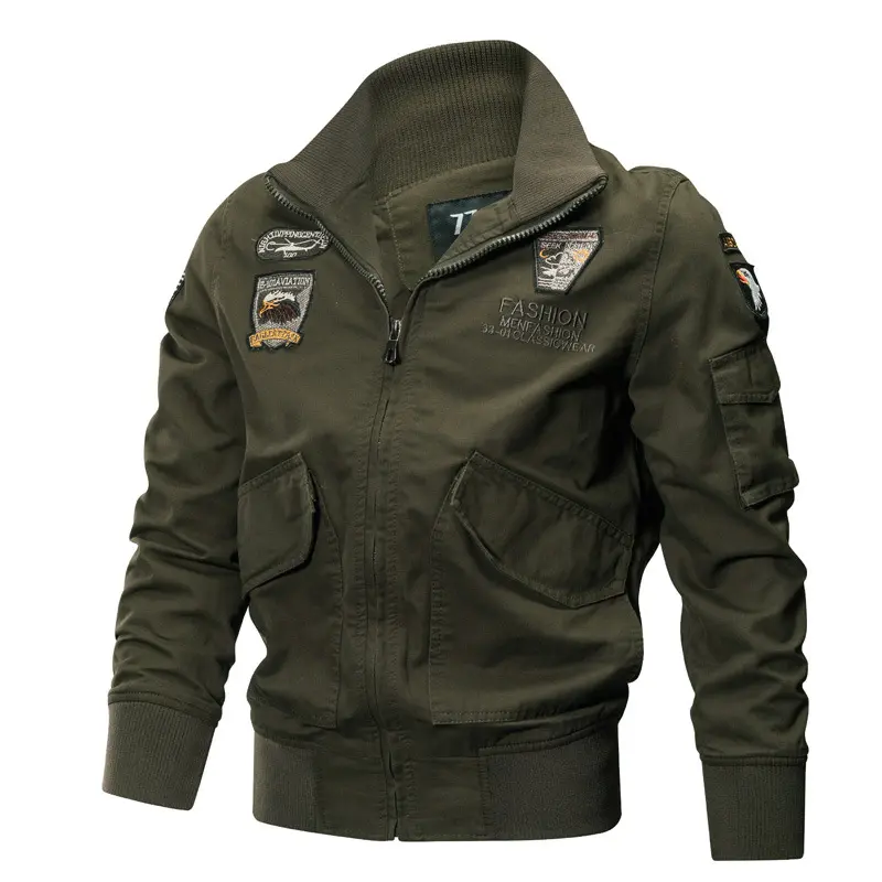 New Spring Autumn Men Aviator Jackets Multiple Pockets Tooling Jackets Quality Male Cotton Stand Collar Casual Bomber Jackets 4X