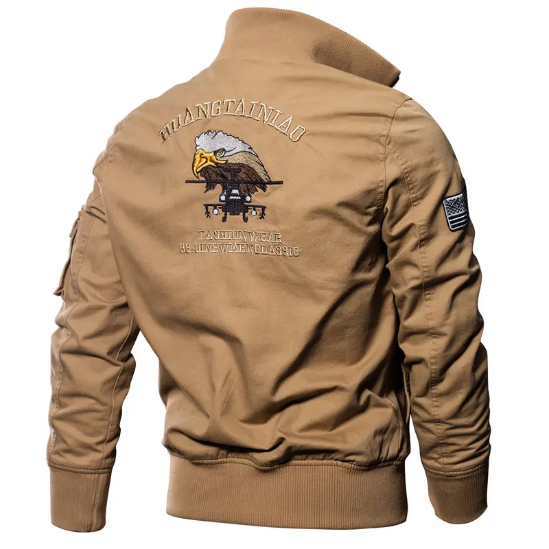 New Spring Autumn Men Aviator Jackets Multiple Pockets Tooling Jackets Quality Male Cotton Stand Collar Casual Bomber Jackets 4X