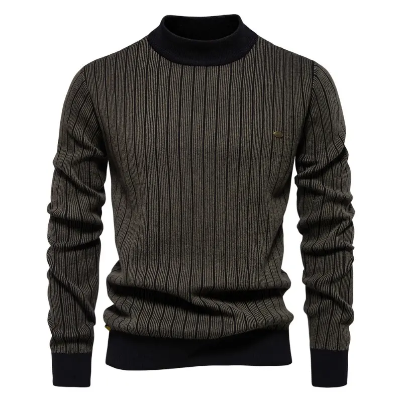New Autumn Winter Men Pullover Knit Sweaters Turtlenecks High Quality Male Slim Striped Casual Pullovers Outwear Casual Sweaters