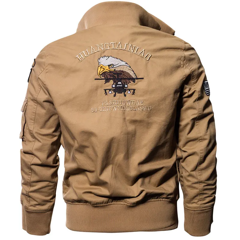 New Spring Autumn Men Aviator Jackets Multiple Pockets Tooling Jackets Quality Male Cotton Stand Collar Casual Bomber Jackets 4X