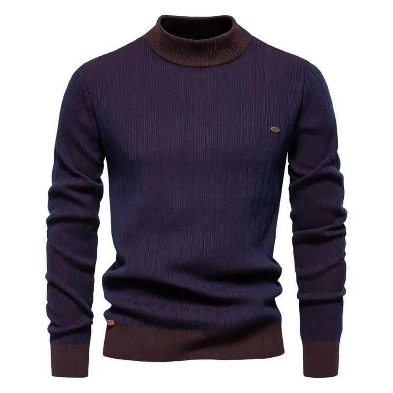 New Autumn Winter Men Pullover Knit Sweaters Turtlenecks High Quality Male Slim Striped Casual Pullovers Outwear Casual Sweaters