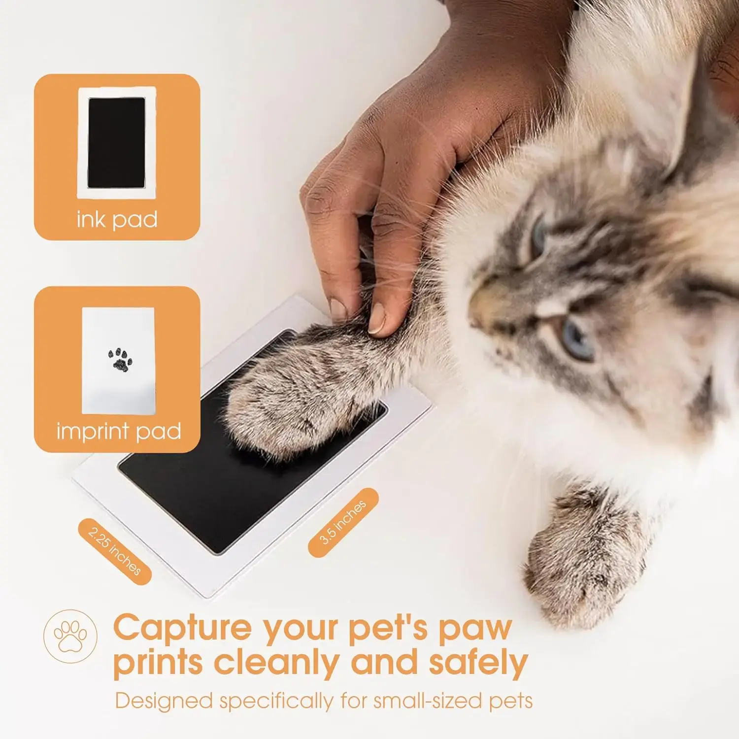 Paw Print Clean Touch Ink Pad Kit for Dogs and Cats, Pet Owner Keepsake, DIY Inkless Paw and Nose Print Impression Set