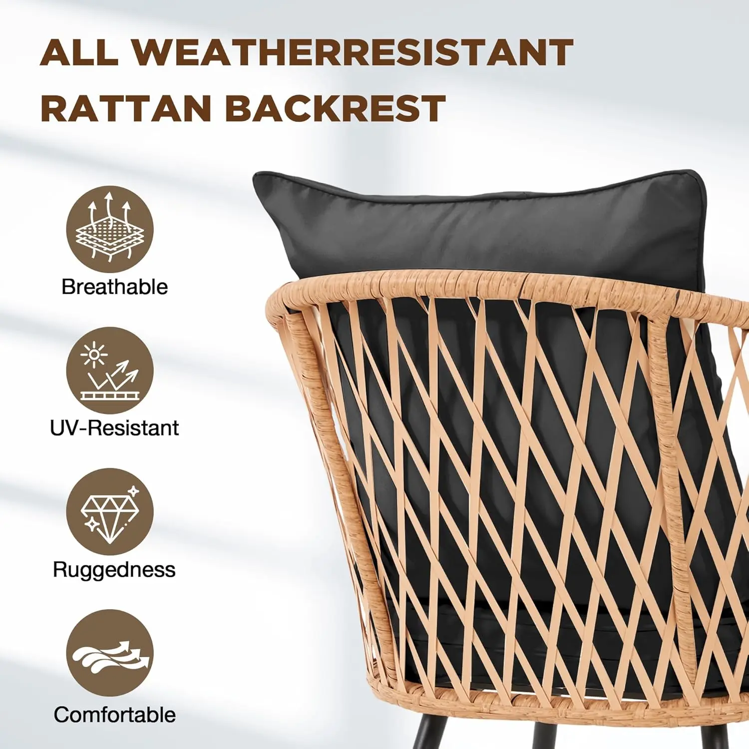 7-Piece All-Weather Rattan Patio Dining Set with 60" Wood Table Top, Removable Cushions & Umbrella Hole - Outdoor Furniture