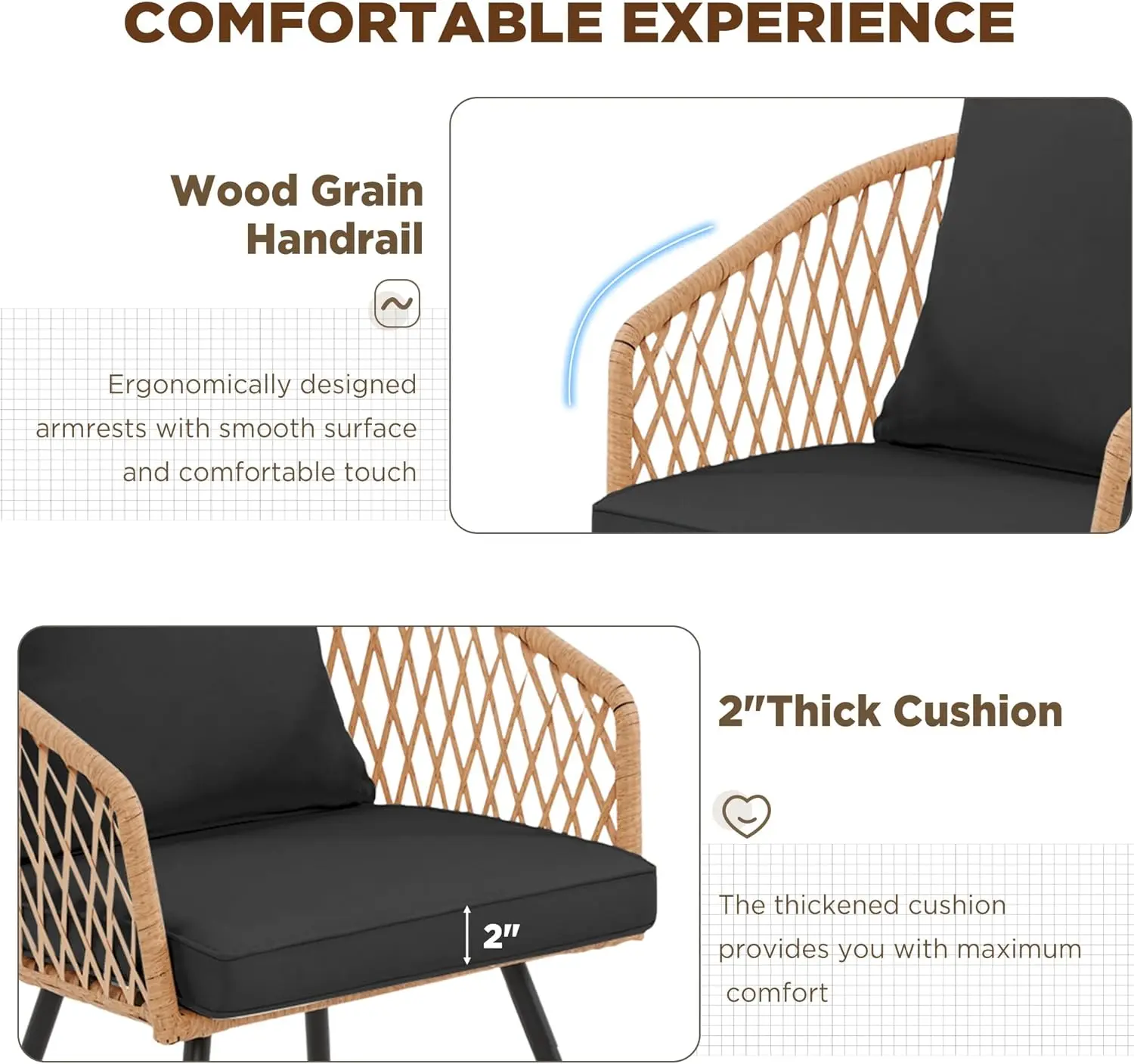 7-Piece All-Weather Rattan Patio Dining Set with 60" Wood Table Top, Removable Cushions & Umbrella Hole - Outdoor Furniture